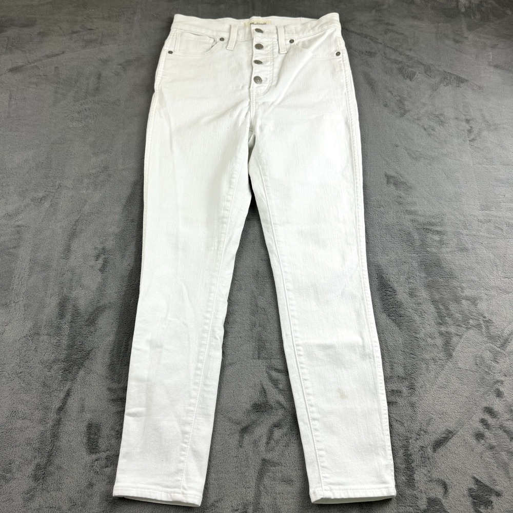 Madewell Jeans Womens Size 28 High Rise Crop‎ White Exposed Button Fly Stretch